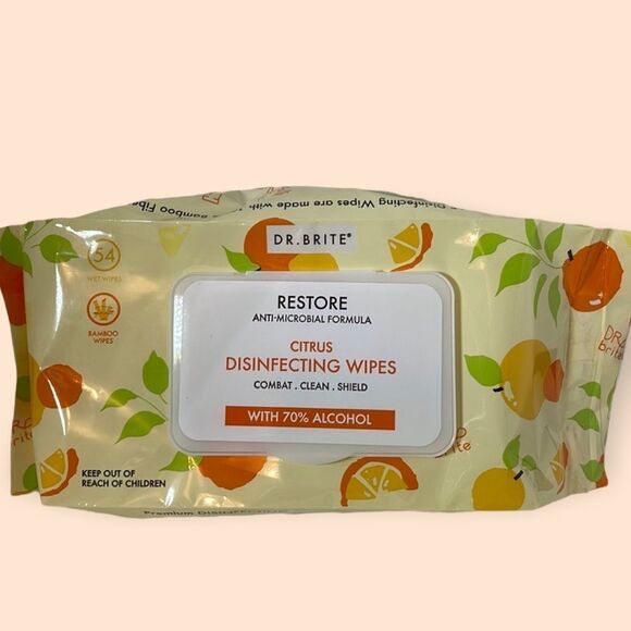 NWT Dr.Brite Naturals Citrus Hand Wipes - 54 Wipes - Picture 3 of 5